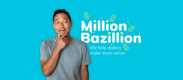 Host Jed Kim with the Million Bazillion logo